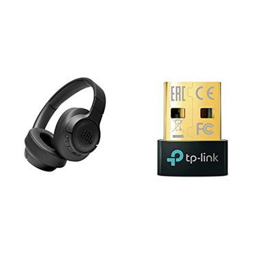 JBL Tune 710 BT – Foldable Bluetooth Over-Ear Headphones in Black – Wireless Earbuds with JBL Pure Bass Sound & TP-Link UB500 Nano USB Bluetooth 5.0 Adapter Dongle on Sale